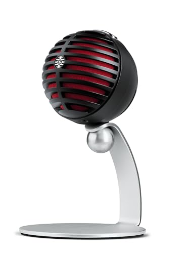 Shure MV5 Digital Condenser Microphone with USB and Lightning Cables - Black with Red Foam