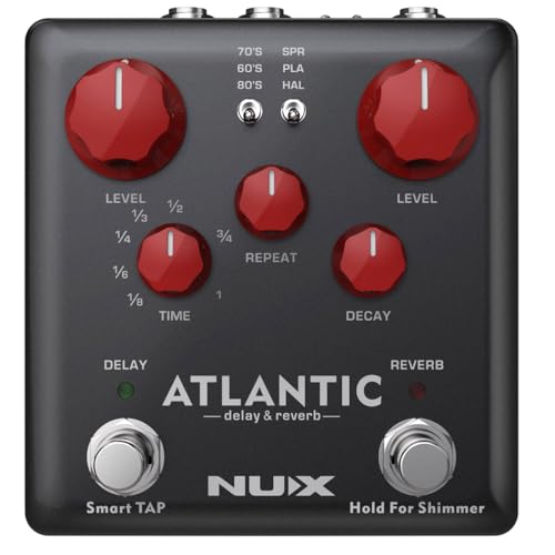 NUX Atlantic Multi Delay and Reverb Effect Pedal with Inside Routing and Secondary Reverb Effects