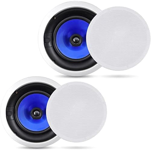 Pyle Home 2-Way In-Wall In-Ceiling Speaker System - Dual 8 Inch 300W Pair of Ceiling Wall Flush Mount Speakers w/ 1' Silk Dome Tweeter, Adjustable Treble Control - For Home Theater Entertainment PIC8E