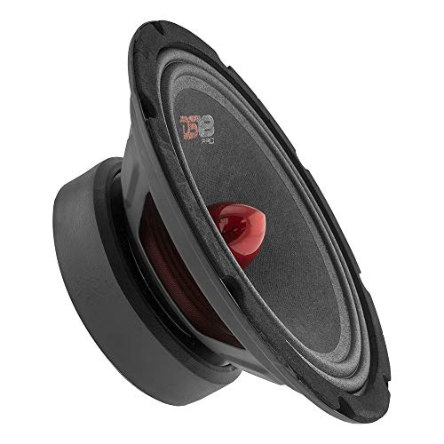 DS18 PRO-GM8B Loudspeaker - 8', Midrange, Red Aluminum Bullet, 580W Max, 190W RMS, 8 Ohms - Premium Quality Audio Door Speakers for Car or Truck Stereo Sound System (1 Speaker)