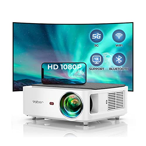 Projector with WiFi and Bluetooth, 13000L Outdoor Movie Projector Native 1080P 5G WiFi 4K Supported, YABER V6 Portable Home Theater Projector, 300' Display 4P Keystone 50% Zoom Compatible with Phone