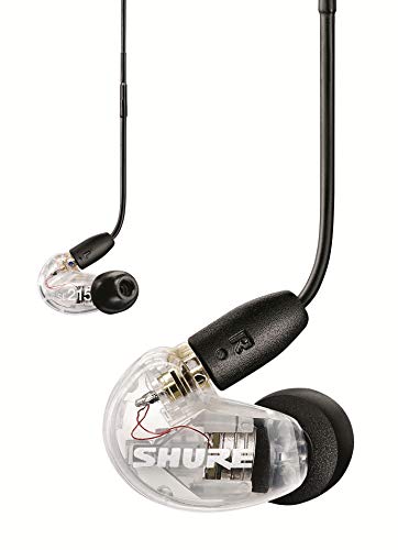 Shure SE215 Wired Sound Isolating Earbuds, Clear Sound, Single Driver, Secure in-Ear Fit, Detachable Cable, Durable Quality, Compatible with Apple & Android Devices - Clear