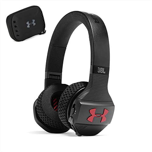 JBL Under Armour Sport Train Wireless On-Ear Bluetooth Headphones, IPX4 Sweatproof for Sports with Under Armour Carrying Case (Black/Red)