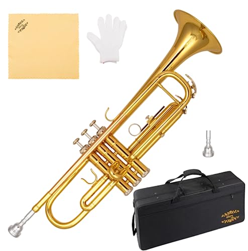 Glory Brass Bb Trumpet with Pro Case +Care Kit, Gold