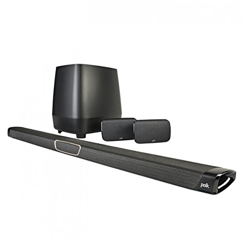 Polk Audio MagniFi Max SR Home Theater Surround Sound Bar | Works with 4K & HD TVs | HDMI, Optical Cables, Wireless Subwoofer & Two Speakers Included Black