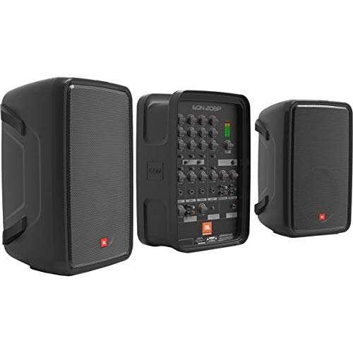 JBL Professional EON208P Portable All-in-One 2-way PA System with 8-Channel Mixer and Bluetooth, Black