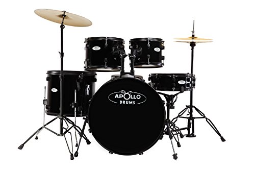 Apollo Drums AP522BK 5-Piece Drum Set, Black