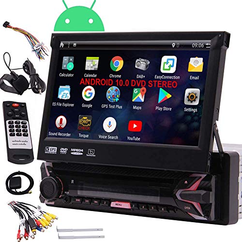 EINCAR Android Car Stereo Single Din Radio with 7' DVD CD Player GPS Navigation Auto Radio Receiver 1 Din Android 10.0 Head Unit Bluetooth Detachable Screen RDS WiFi OBD SWC SD Mirrorlink External MIC
