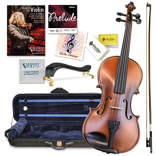 Antonio Giuliani Etude Violin Outfit 4/4 Full Size Clearance By Kennedy Violins - Carrying Case and Accessories Included - Solid Maple Wood and Ebony Fittings AG360