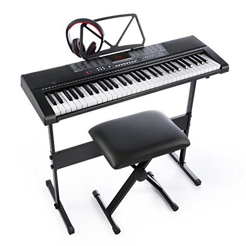 61key Standard Keys Keyboard with USB Music Player,Including Headphone,Stand,Stool & Power Supply-The electronic keyboards