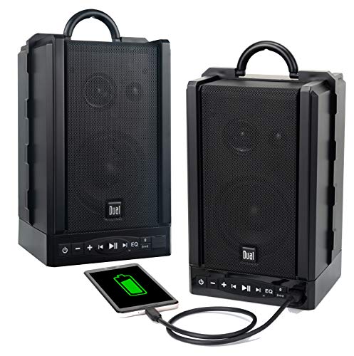 Dual Electronics LU48BTS Wireless Portable Bluetooth Speakers | TruWireless Stereo | 100ft Wireless Range | Loud & Deep Rich Bass | 12 Hour Playtime | IPX4 | No Wires Needed | Sold in Pairs, Black